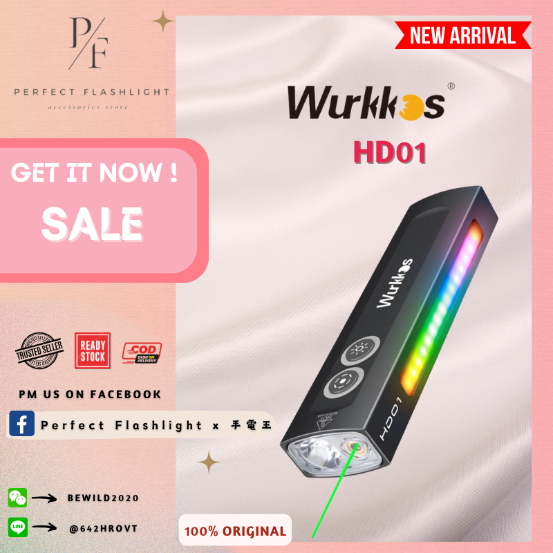 Wurkkos HD01 UV Multifunctional EDC Flashlight 1200 LM With 365nm UV Light White Flood 90CRI LED Side RGB Lights IP65 Waterproof