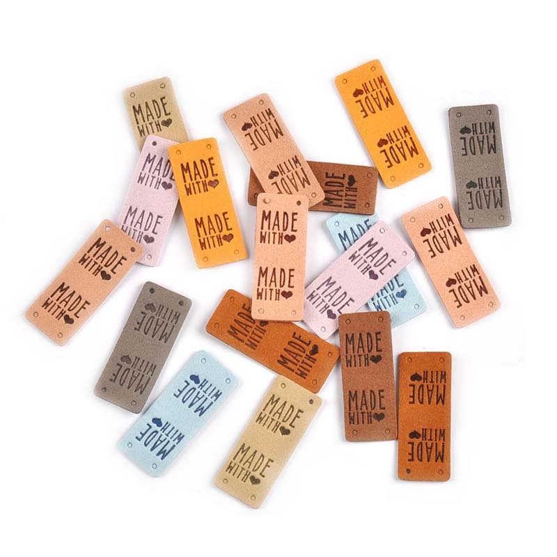 20Pcs 2x5cm Rectangle Leather PU Labels Sewing Clothes Accessories DIY ...