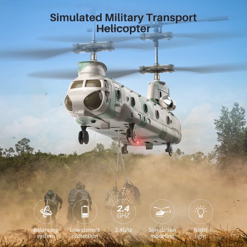 SYMA Remote Control Helicopter,2.4GHz Q21 Military Transport RC Armed ...