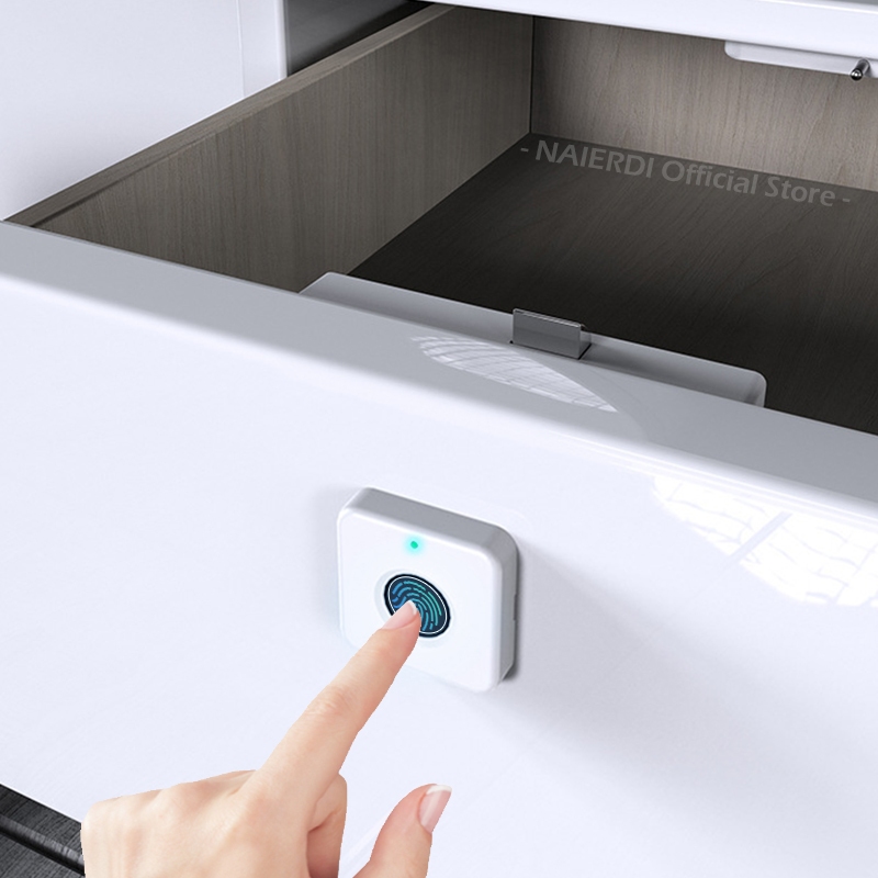 NAIERDI Biometric Fingerprint Lock White Anti-theft Smart Drawer Lock ...
