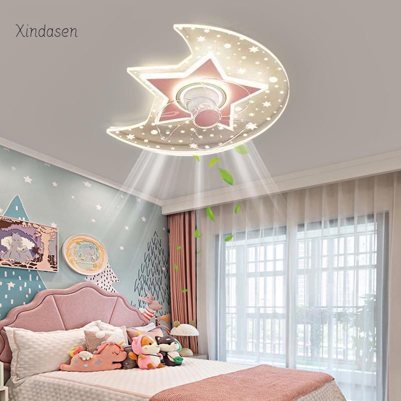 Kids Ceiling Fan With Light Children Room Light Star Moon Ceiling Light ...