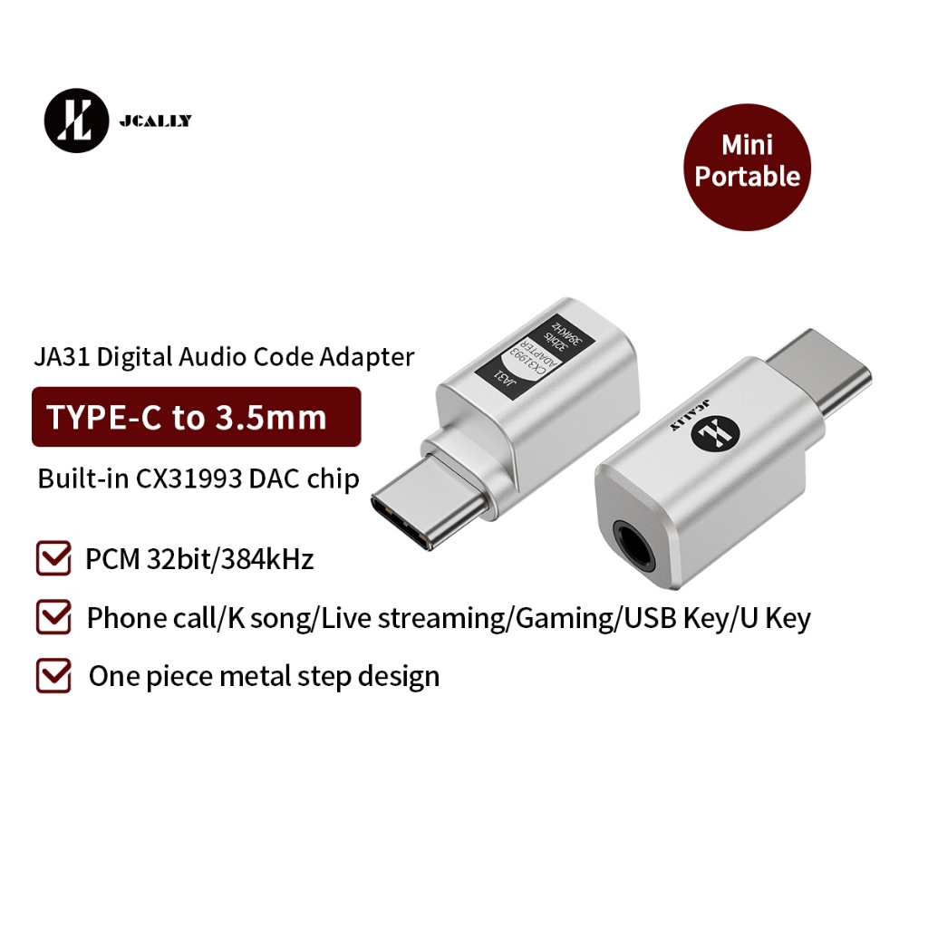 JCALLY JA31 Digital Audio Typec Mini Adapter DAC Phone Headphone