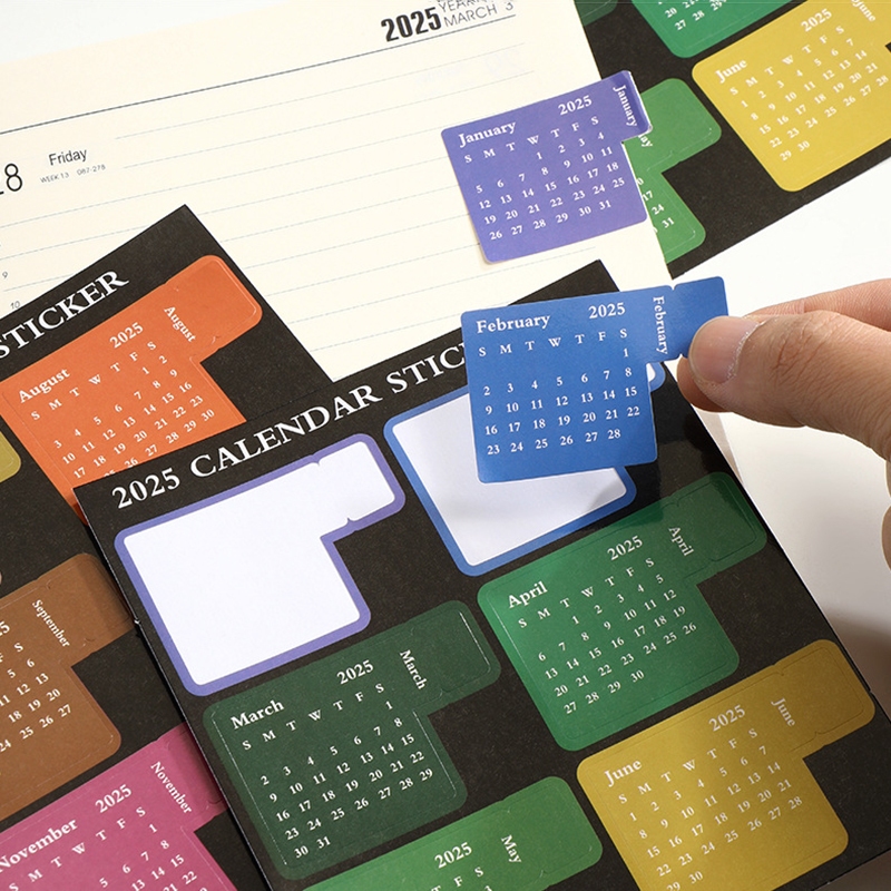 New 2025 Calendar Stickers Colorful Yearly Monthly Journal Planner ...
