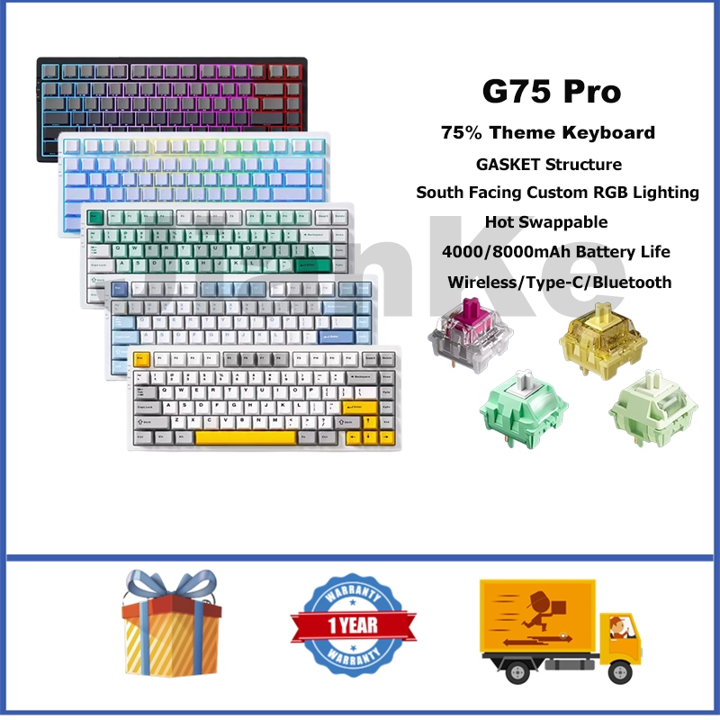 MCHOSE G75 Pro Wireless Mechanical Keyboard 75% GASKET RGB Hot ...