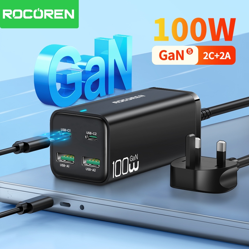 Rocoren GaN 100W Four-Port Desktop Fast Charger Universal Charger ...