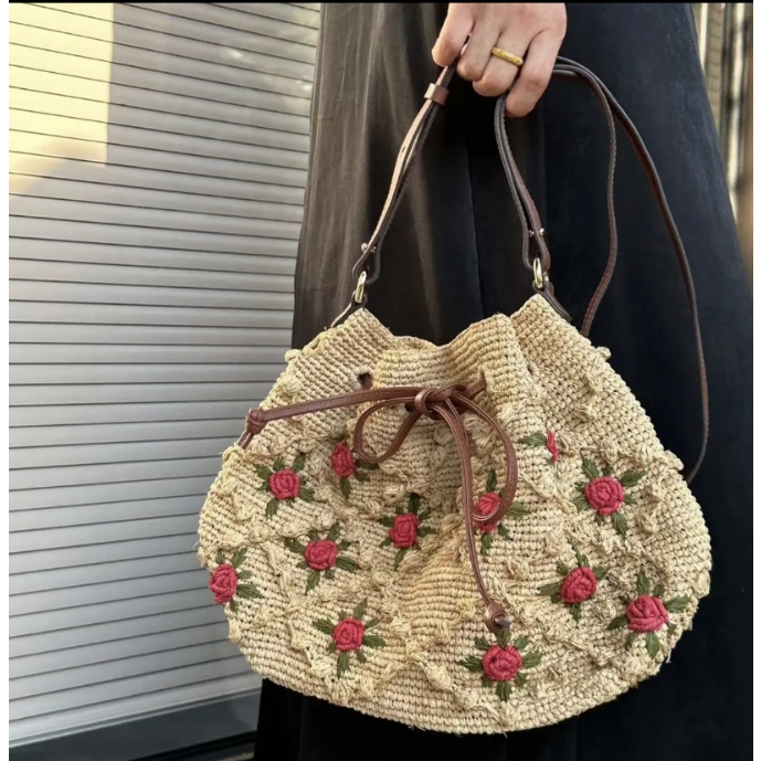バッグ 25SS Sophie Digard / Raphia bag Sophie Digard Medium Pinwheel Hand Crochet Raffia Bag With Short