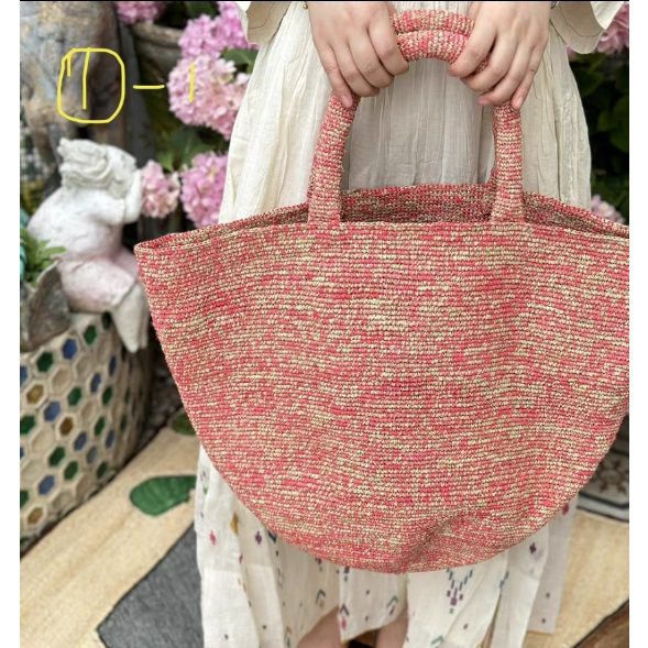バッグ 25SS Sophie Digard / Raphia bag Sophie Digard Medium Hand Crochet Floral Raffia Bag – Manteau Noir