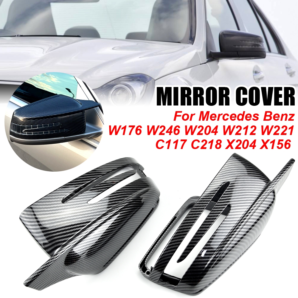 2pcs Replacement Carbon Fiber Pattern Rearview side Mirror cover caps ...