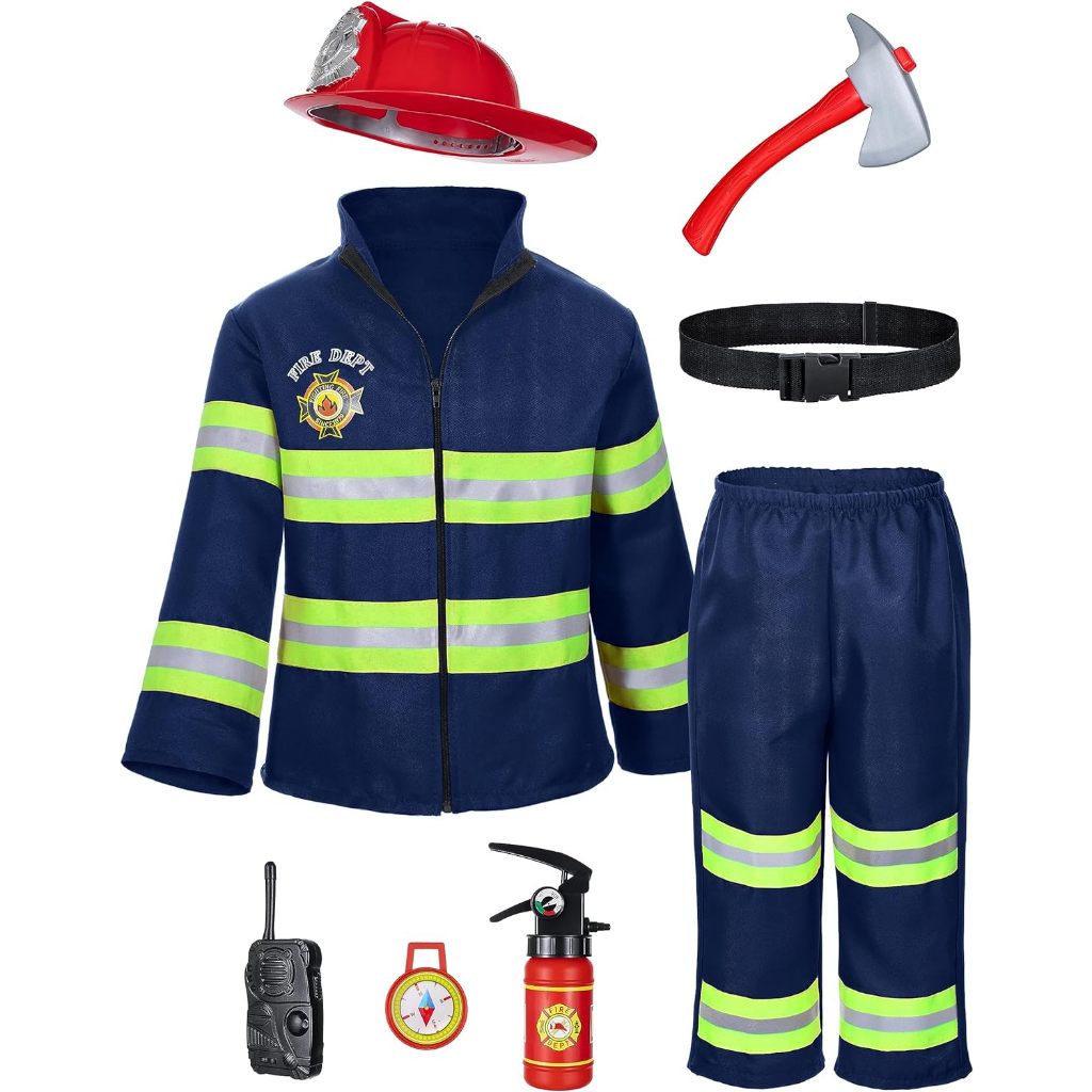 Fireman Costume for Kids, Career Firefighter Costume Boys Girls Adult ...