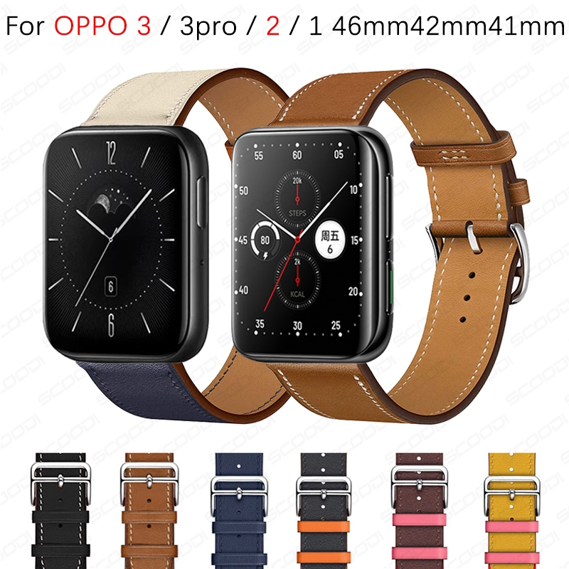 New Fashion Genuine Leather Strap For OPPO Watch 3 3 pro 2 1 41mm 46mm 42mm Smart Watch Band Leather Wrist band