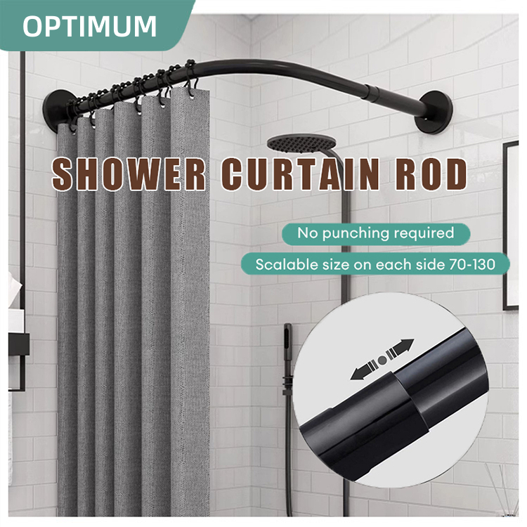 【KEVE】Adjustable L Shaped Bathroom Shower Curtain Rod Extendable ...