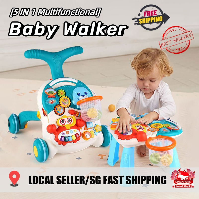 SG STOCK 5 in 1 Baby Walker Baby Pushcart Multipurpose Play Table Game Panel Shopee Singapore