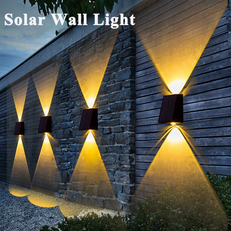Livinlarge 4-Pack Solar Wall Lights – IP65 Waterproof Outdoor Sconce With Up & Down Glow, Perfect For Porch, Garage, Fence, And Front Door