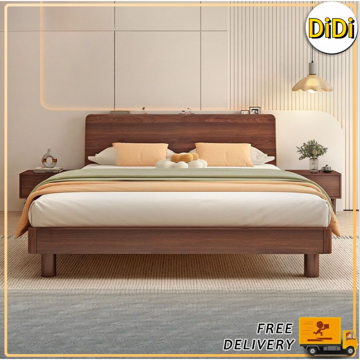 Modernity Solid Wood Bed Frame Walnut Wooden Bed Frame Bed Frame With ...
