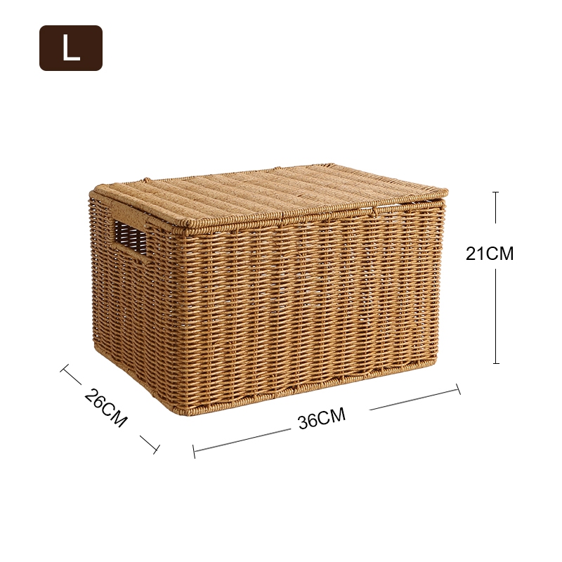 Rattan Basket with Lid hand woven basket Rattan Storage Box Clothes Toy ...