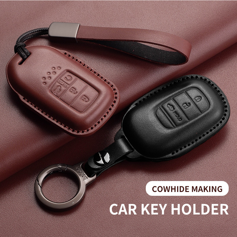 Leather Car Key Cover Case For Honda Vezel City Civic Jazz Brv Hrv FE ...