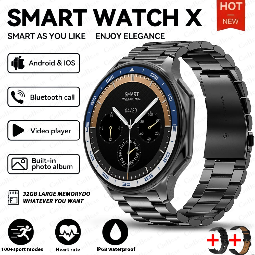 2024 New Arrival DT WATCH X Smar Watch 32GB MP4 Player album BT Calling AMOLED Smartwatch for men PK GT4 watch For oppo Watch