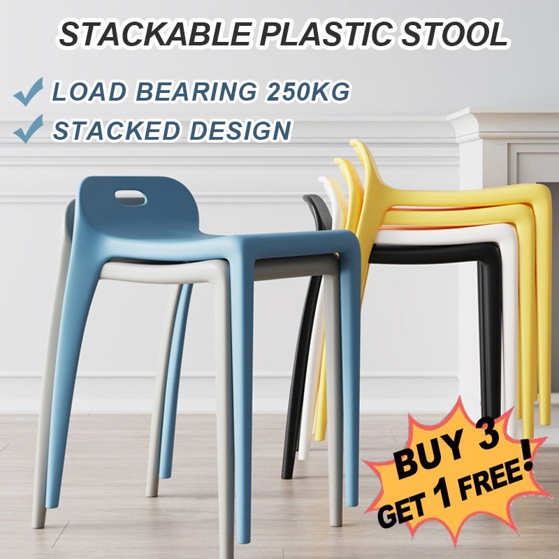 【Buy 3 Get 1 Free】Plastic Chair | Dining Stool | Dining Chair ...