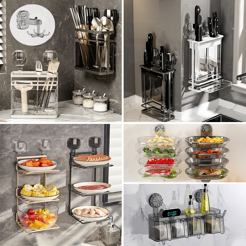 Transparent Suction Cup Iron Chopstick Holder Knife Holder Kitchen ...