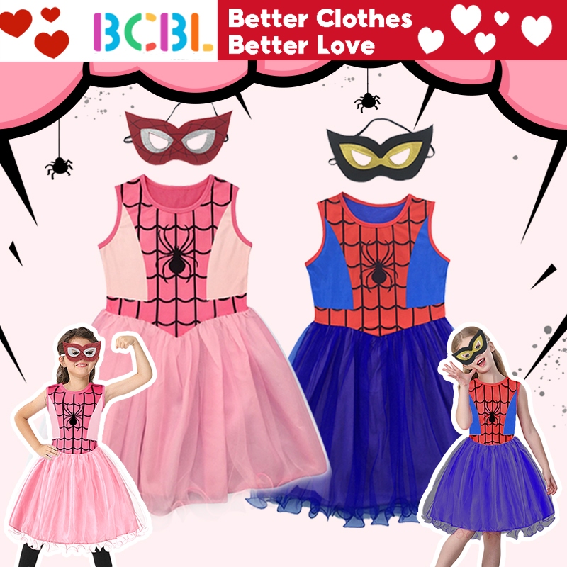 BCBL Spiderman Kids Girl Dress Halloween Party Dress 3-9 Years