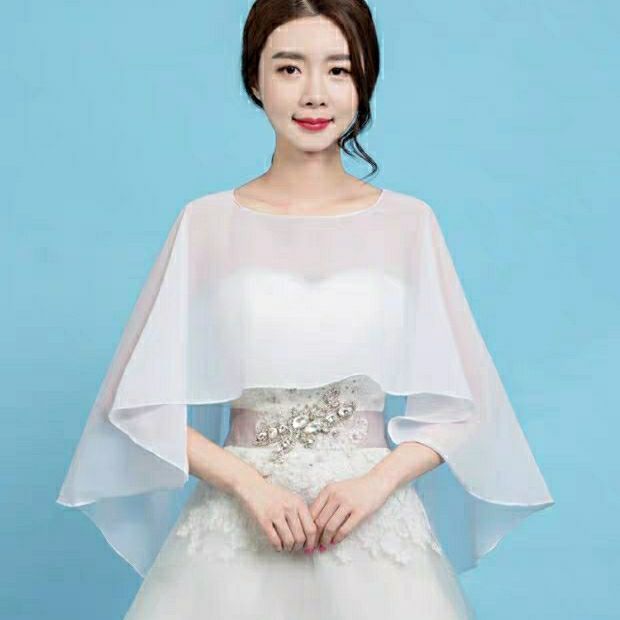 Women Soft Capes Wedding Jacket Chiffon Shrug Bridal Bolero Long Shawl and  Wraps | Shopee Singapore