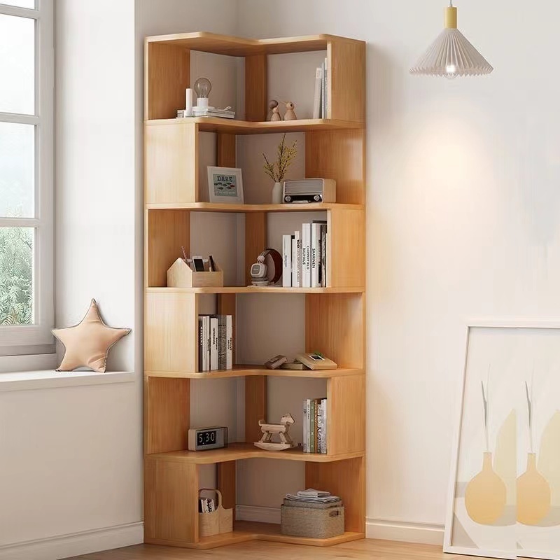 Wooden Cabinet Book Shelf Corner Narrow Display Shelf Bookcase File ...