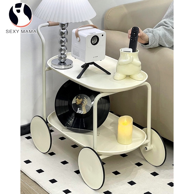 Upgrade material sofa Side table with wheels living room move coffee ...