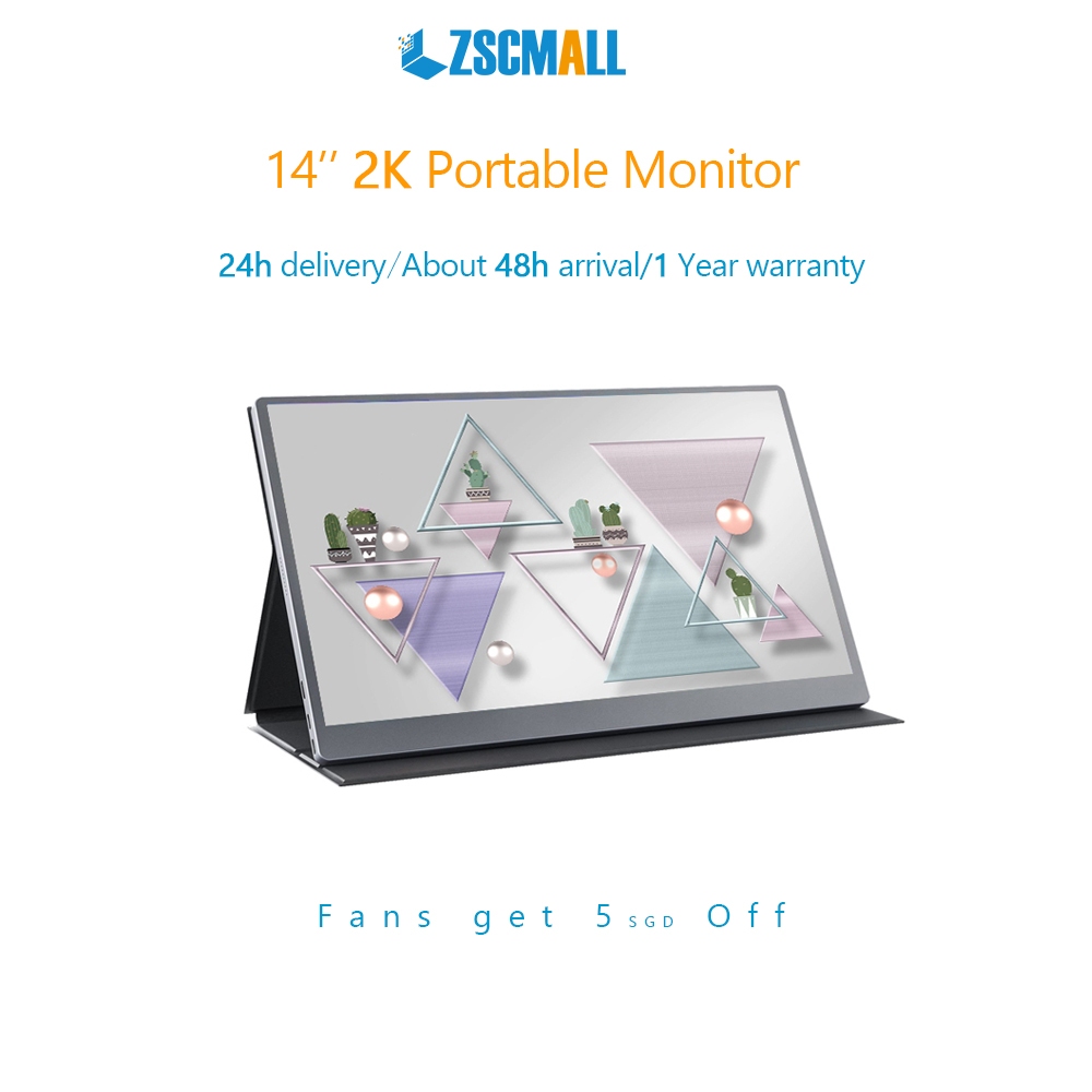 ZSCMALL Portable Monitor 14'' 2K 2560x1440 QHD USB-C3.0 Type C/HDMI IPS ...