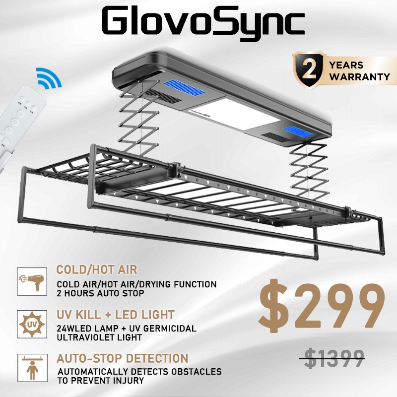 GLOVOSYNC Automated Laundry Rack / Smart Laundry System / Stretchable ...