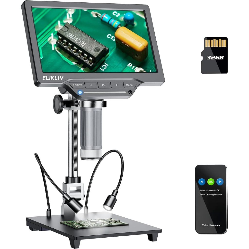 Elikliv Digital Soldering Microscope 1200X Coin Microscope Magnifier ...