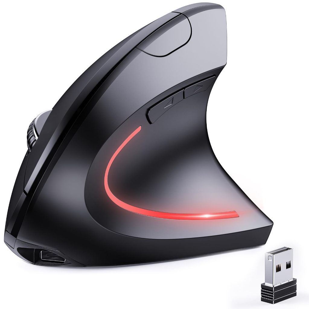 Ergonomic Vertical Wireless Mouse, Rechargeable 2.4GHz Optical Mice 800 ...
