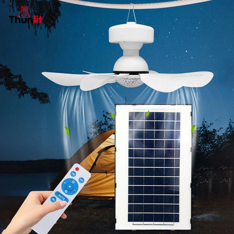 Thunlit Solar Outdoor Ceiling Fan with Light Portable Solar-powered ...