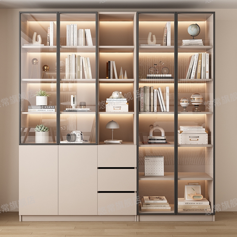 YUYE Display Cabinet Glass Door Combination Locker Living Room Floor ...