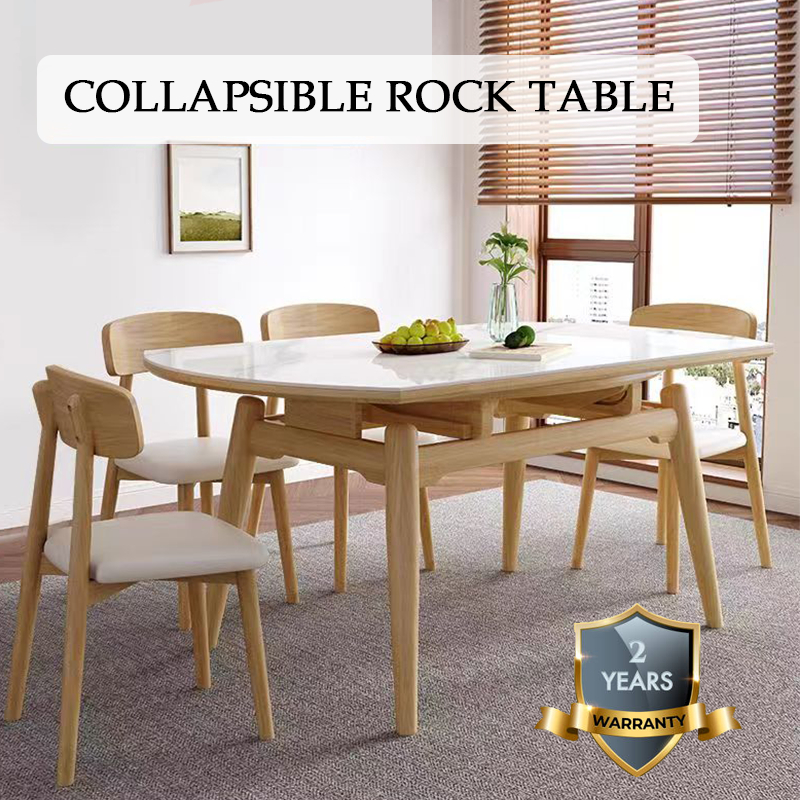 Slab 5 And Chair LY Rock Set Extendable Solid Wood Folding Round Dining ...
