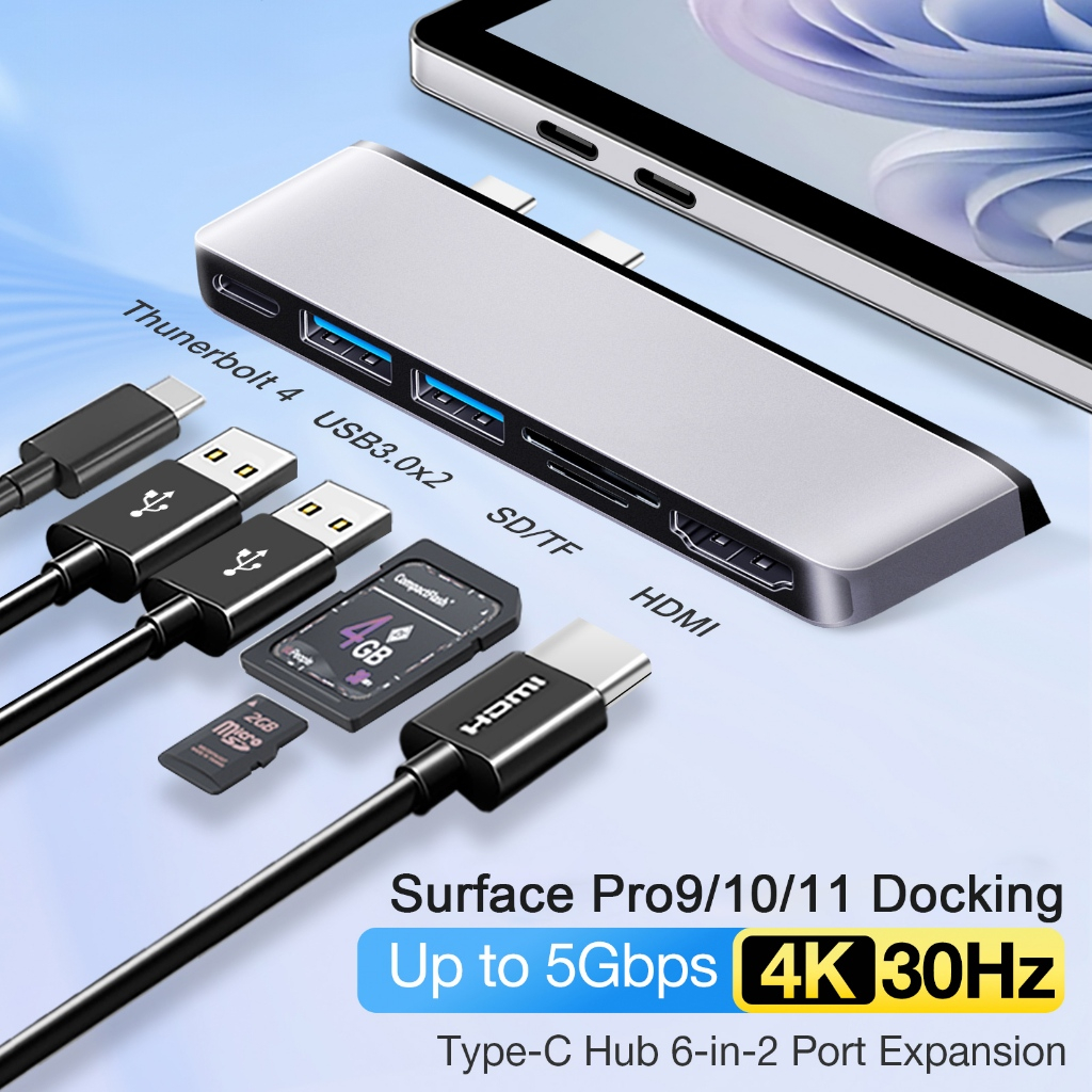 Surface Pro 12inch/11/10/9/8/7/6/5 Hub Docking Station Adapter