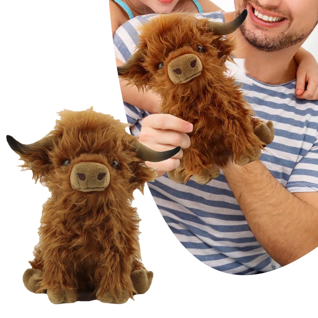 2024 New Plush Toy Longhair Bull Doll Scottish For Child Gifts Plushie ...