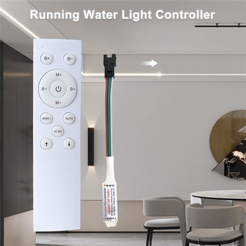 Running Water LED Controller With 12Key RF Remote for WS2811 Single ...