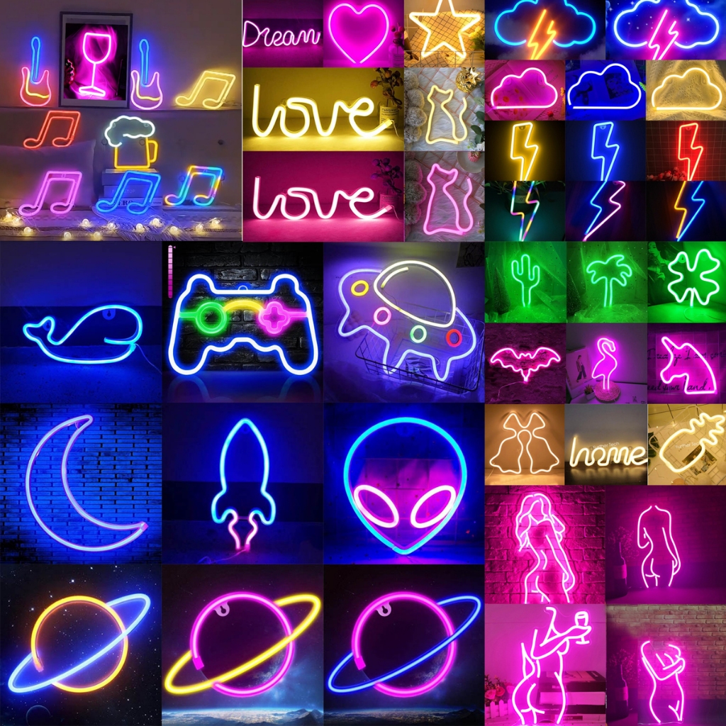 LED Neon Lights Hello Alien Planet Cloud Neon Light Sign Bedroom Wall ...