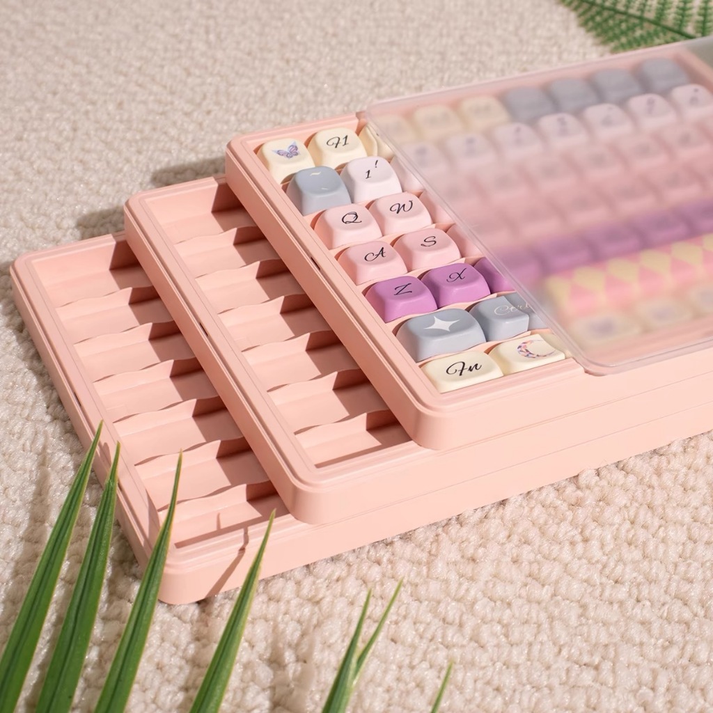 3 Layer+Cover Keycaps Storage Box Keys Transparent Storage Bag Case Box ...