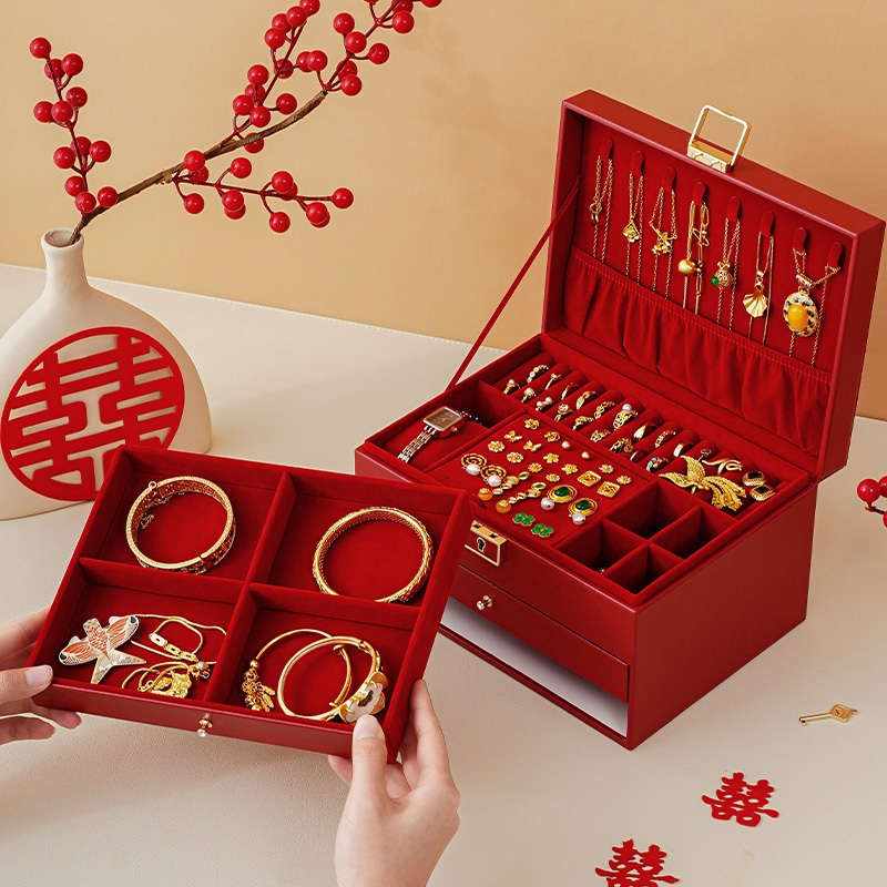 CASEGRACE Large Wedding Jewelry Box Storage Drawer Jewellery Boxes
