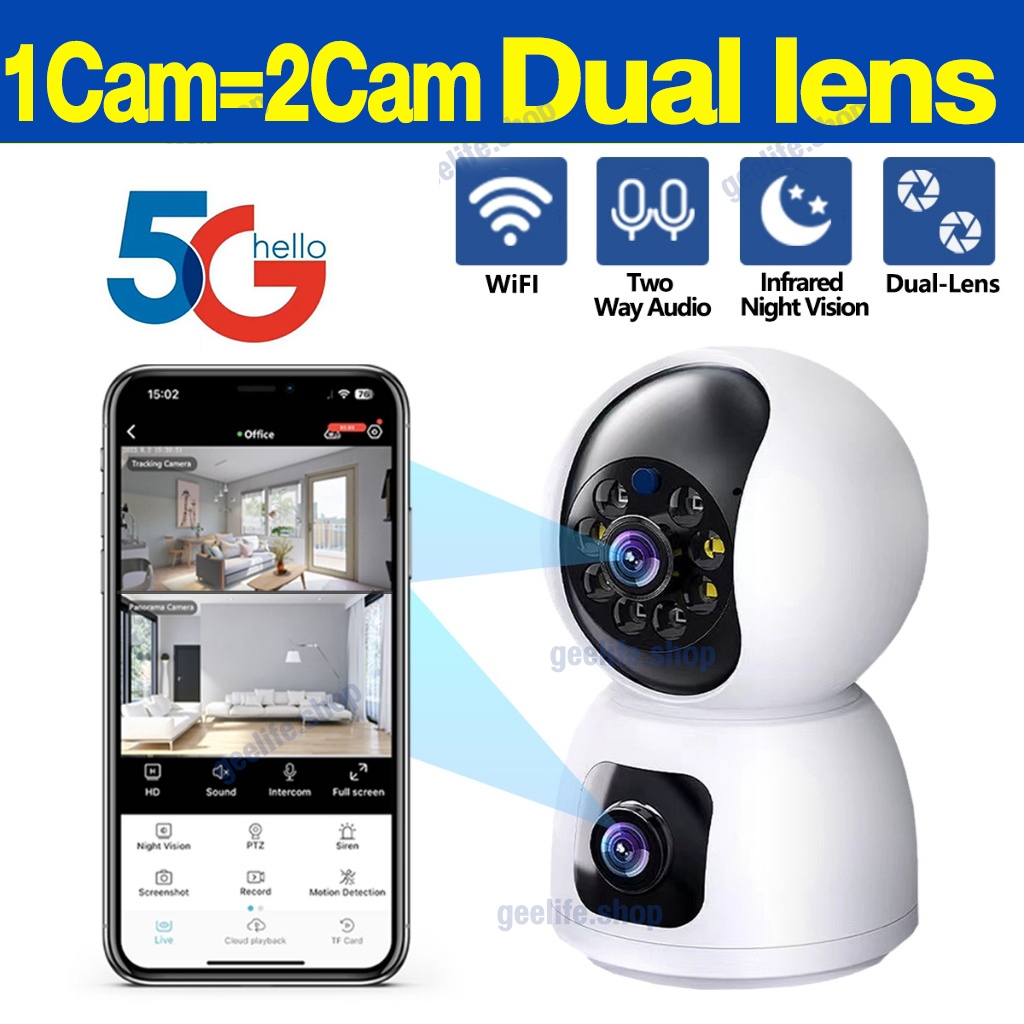 5G WIFI Dual Lens -dual screens CCTV Indoor 4MP 2K Two Way Talking ...