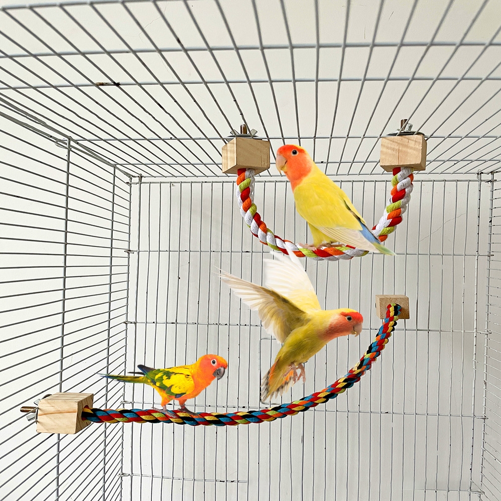 Parrot Toys Color Cotton Rope Toys Parrot Climbing Toys Bird Swing ...