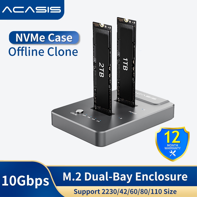 Acasis Typec Usb G To Nvme Dual Bay Nvme Docking Station For M Ssd Key M Support Offline