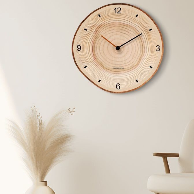 Creative Annual Ring Wall Clock, Japanese Style Rustic Wooden Living ...