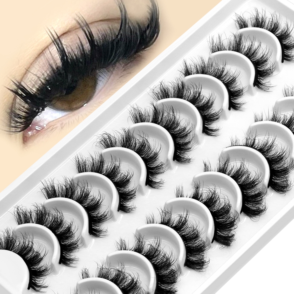 GROINNEYA 10 Pairs High Quality Self-Adhesive Super Natural False ...