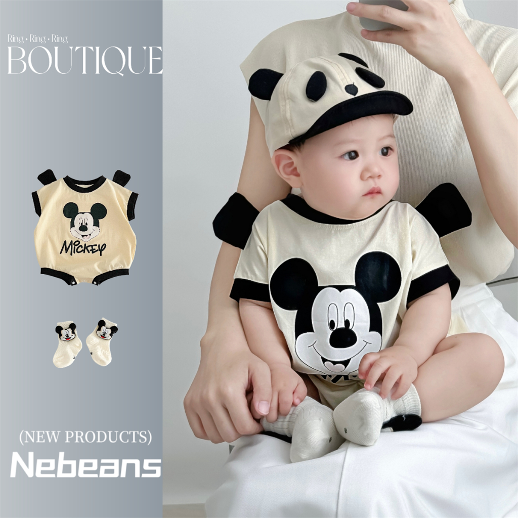 Disney baby jumpsuit baby jumpsuit boy Mickey Mouse jumpsuit cute hooded clothes 0 24 months Shopee Singapore