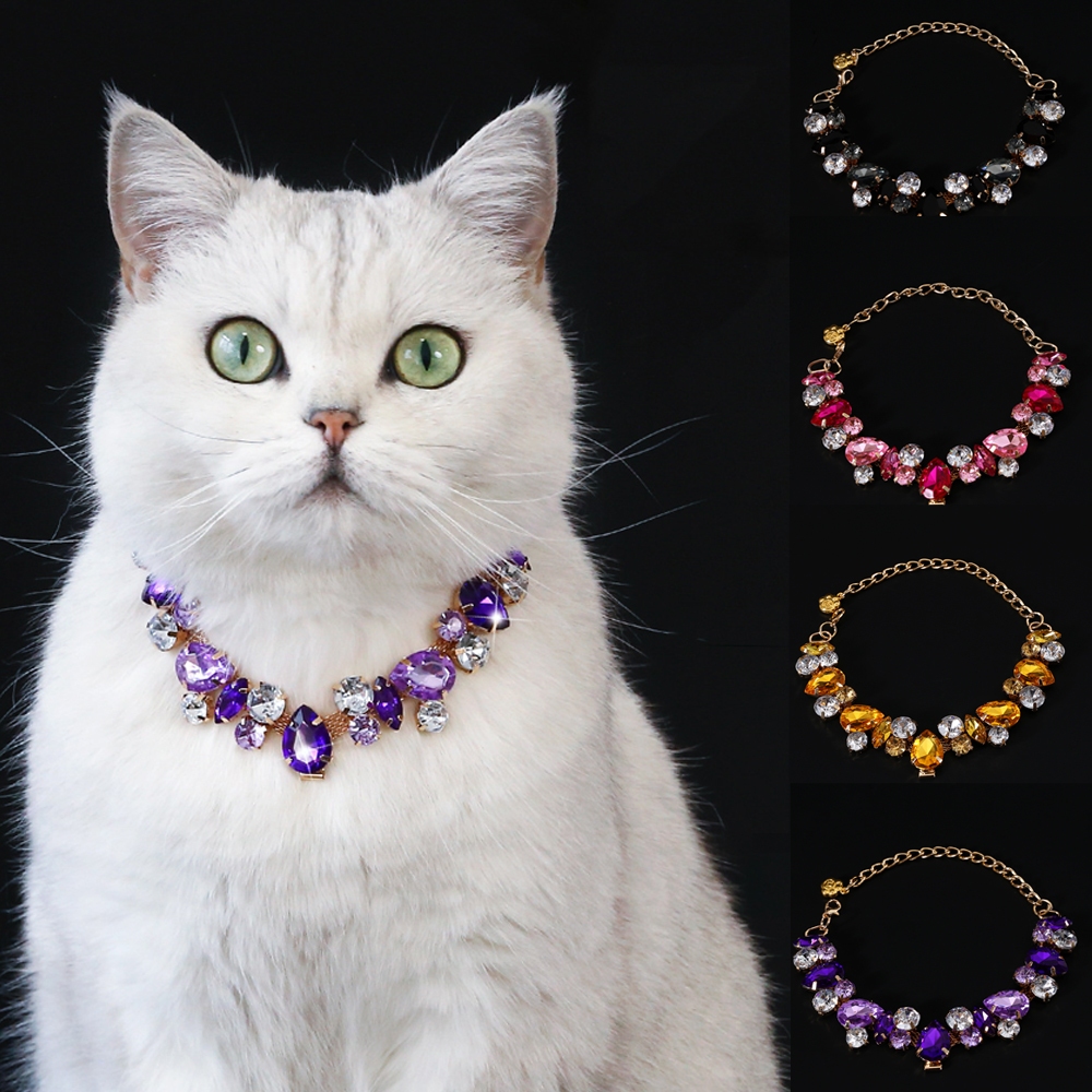 Diamond Inlaid Dog Collars Elastic Pet Pendant Cat Collar Necklace