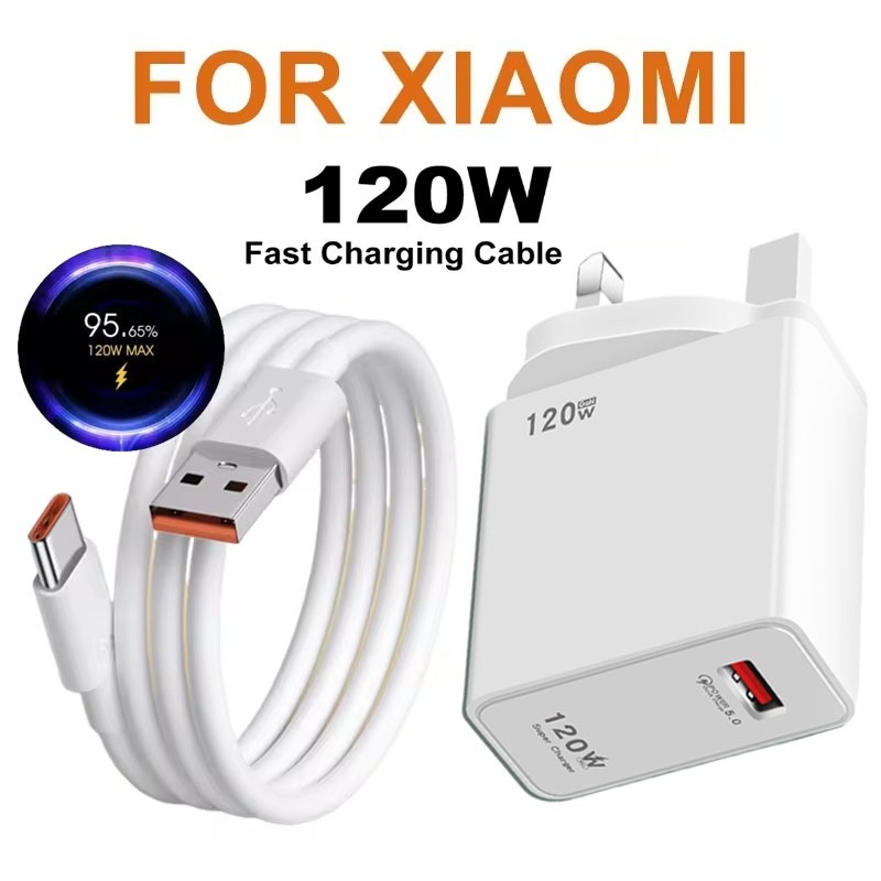 120W Ultra Fast Charger for Xiaomi 11 12 13 14 Redmi Note 11T 12T