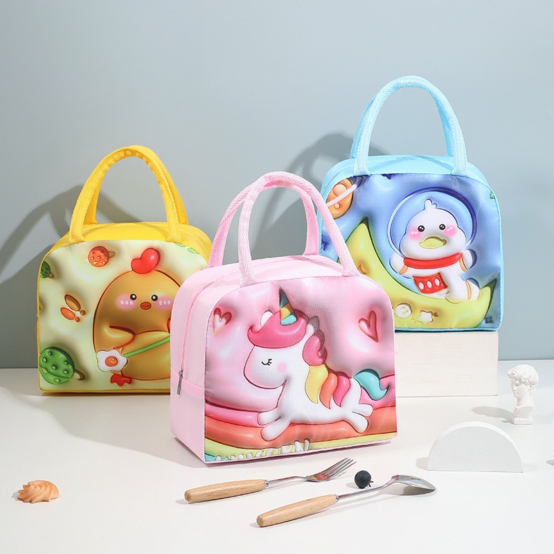 3D Cartoon Lunch Bag Insulated Thermal Food Lunch Box Functional Food Picnic Lunch Bags Women Kids Portable Bags