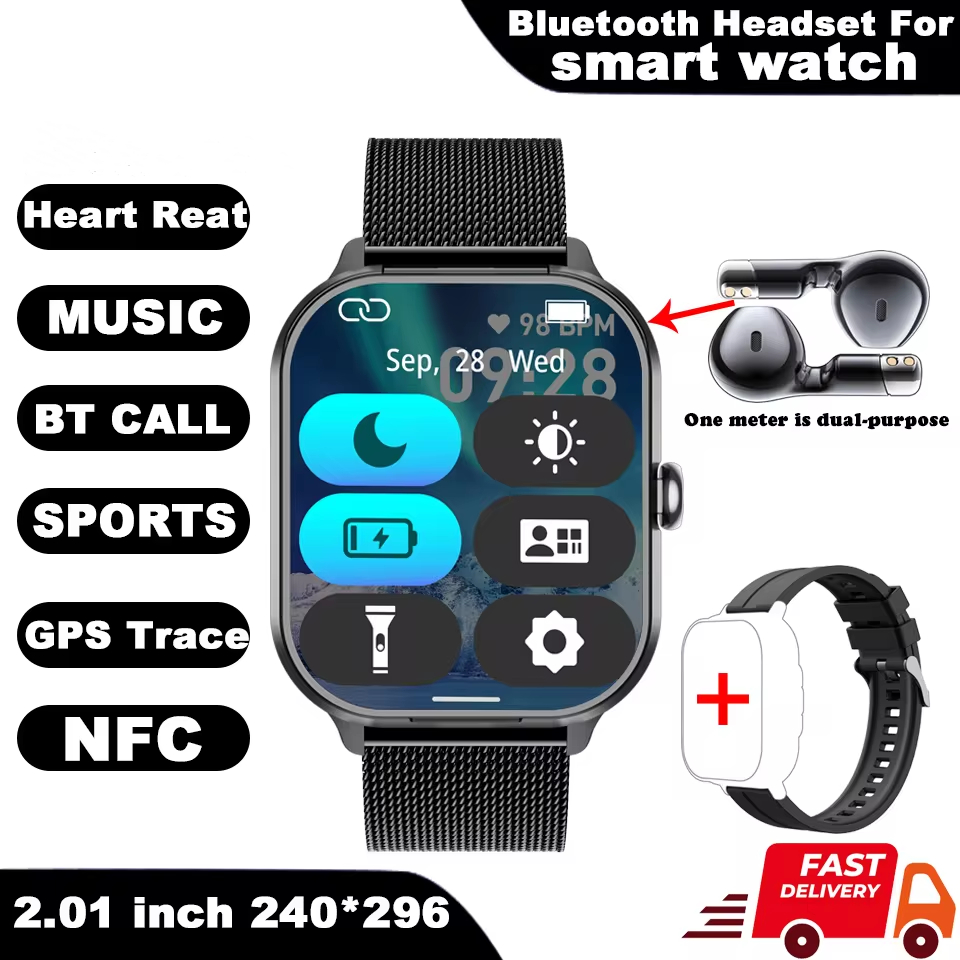 2024 TWS 2in 1 Smartwatch D8 Pro Sport Watch Bluetooth Headset Call Watch Men Health Monitoring NFC Women Wristwatch With Earbud